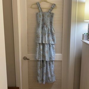 Blue floral ruffled dress